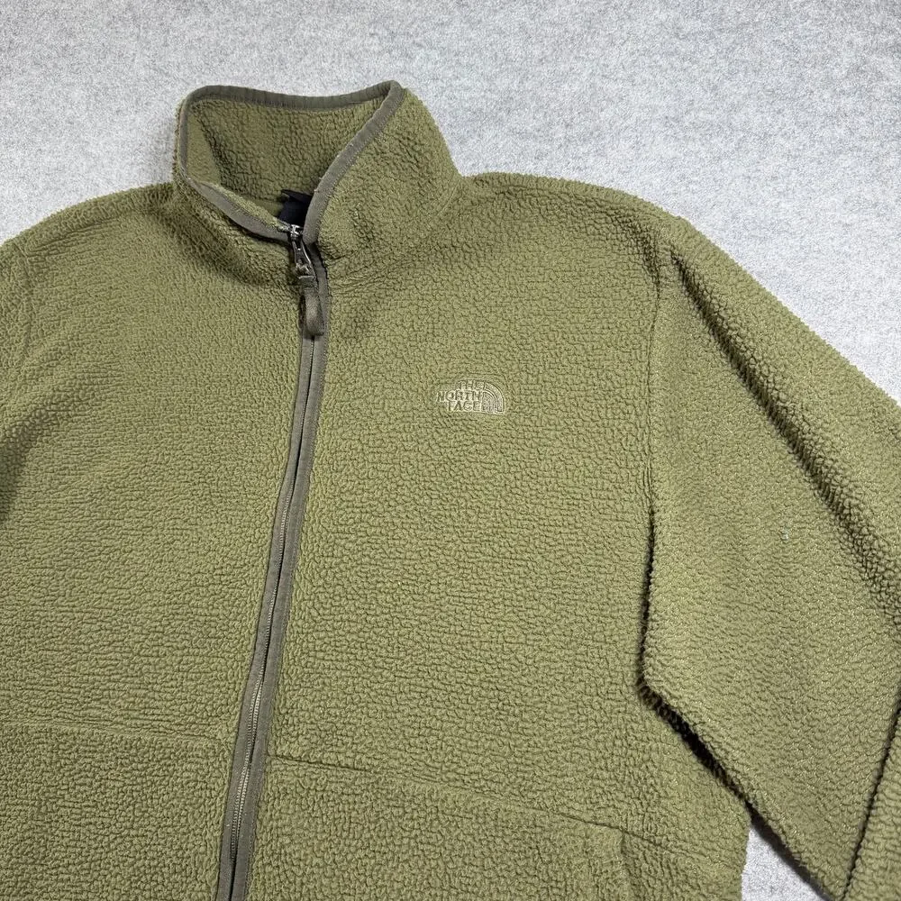 The North Face Campshire Fleece Jacket Mens XL Olive Green Sherpa Full Zip